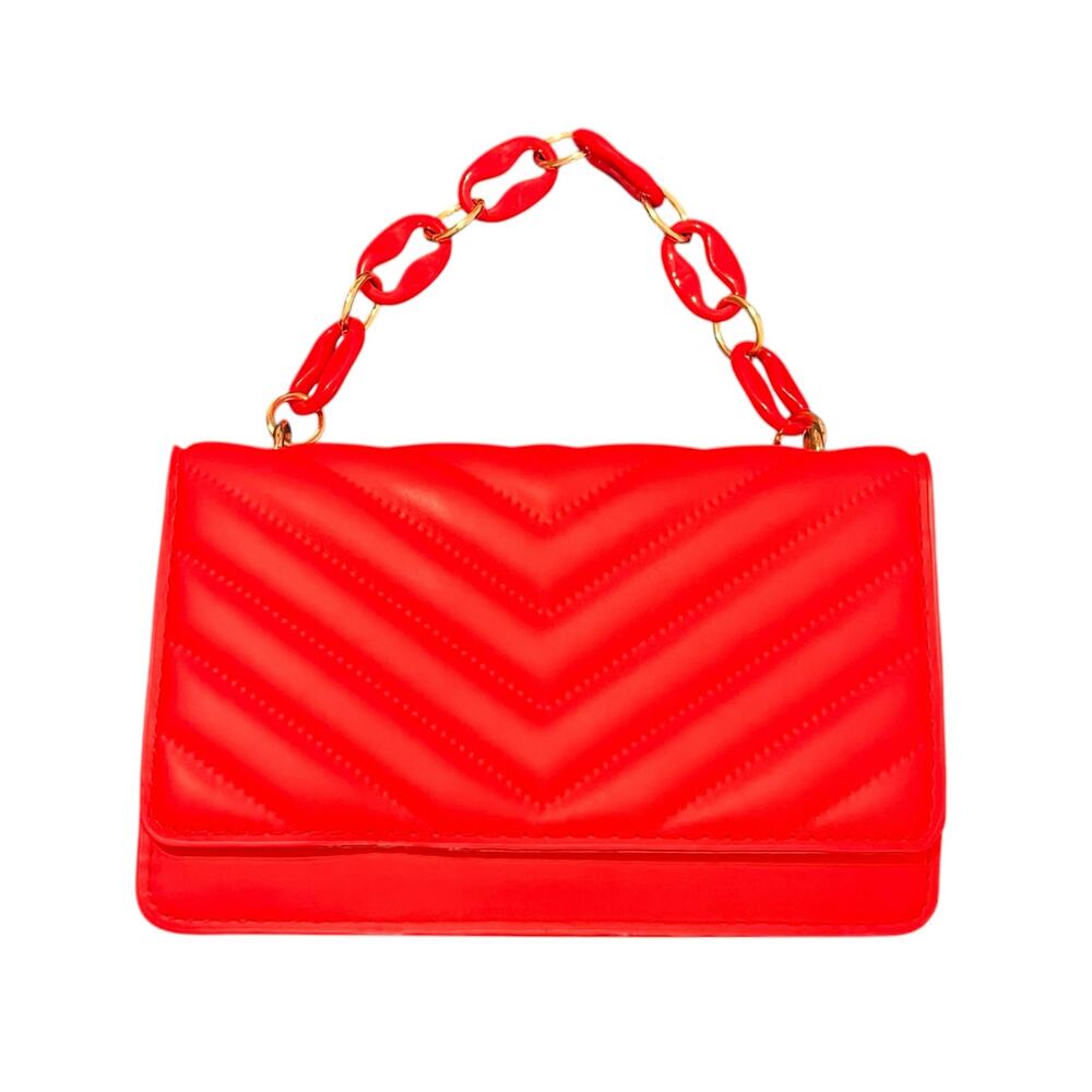Red Quilted Convertible Handbag Crossbody Purse Trendy